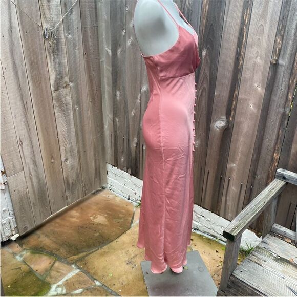 ZARA Silk Light Pink Midi Dress With Slit and buttons size medium - Picture 15 of 15